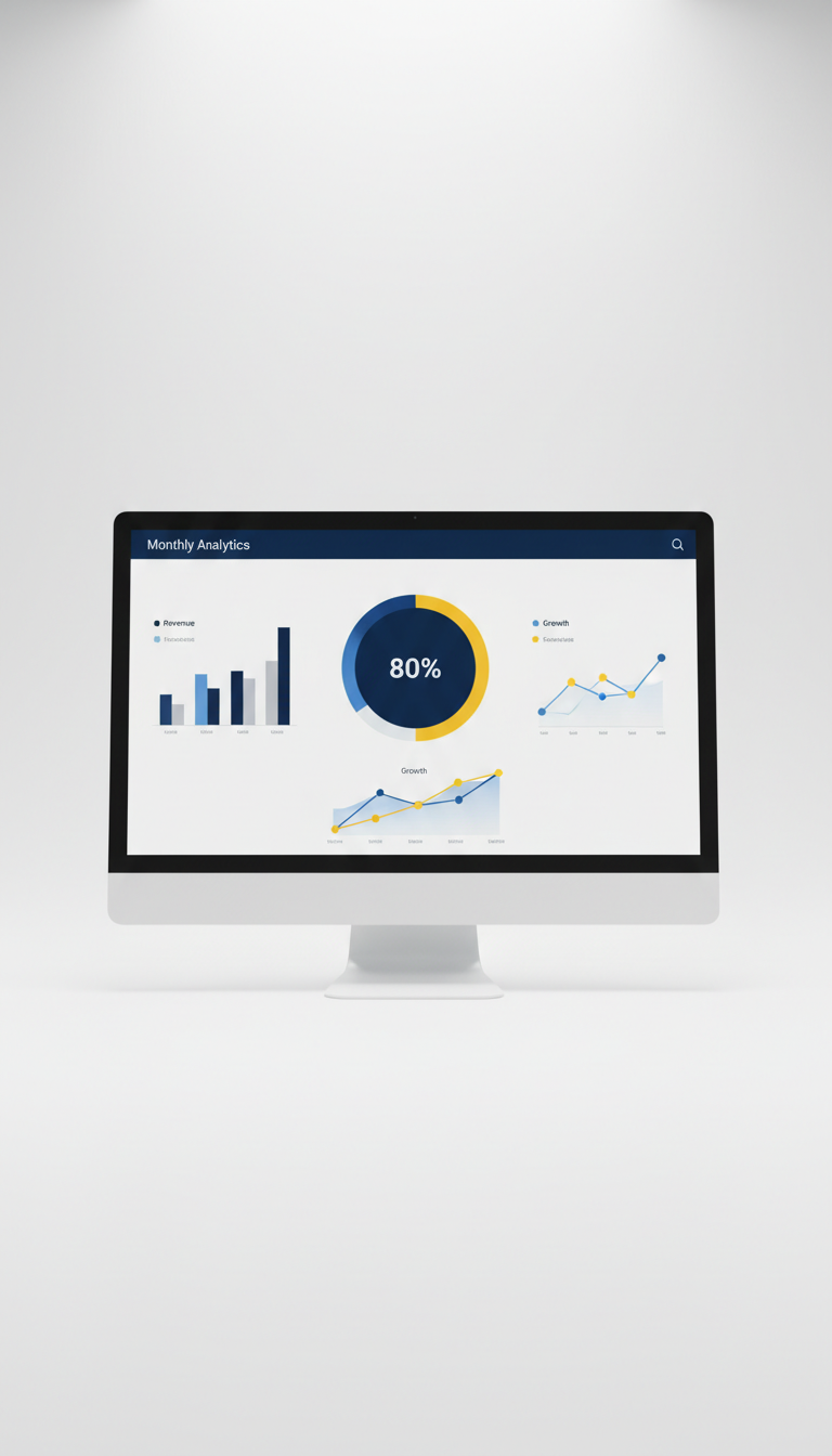 Monthly analytics overview on desktop monitor