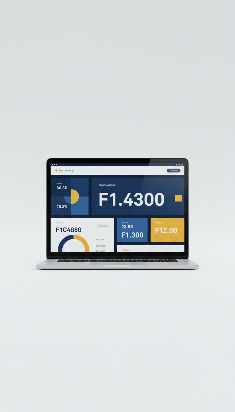 Bookkeeping dashboard with branded laptop